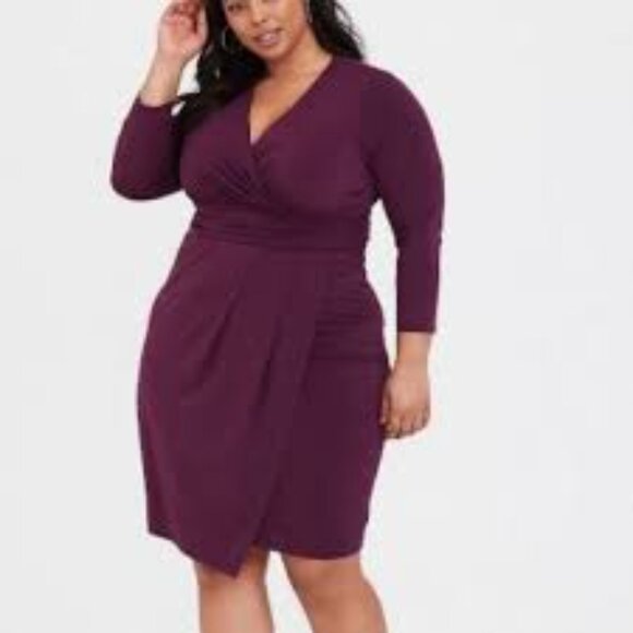 Torrid Plus Size Women's Deep Purple Long Sleeve Dress Classic Look - Picture 1 of 9